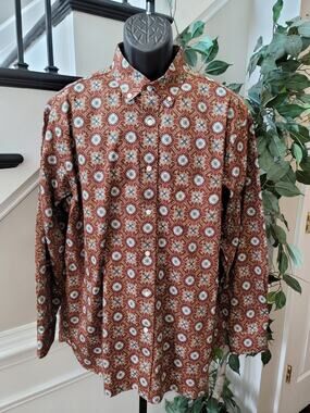 Daniel Cremieux Graphic-Print Shirt Men's Size X-Large Brown 100% Cotton